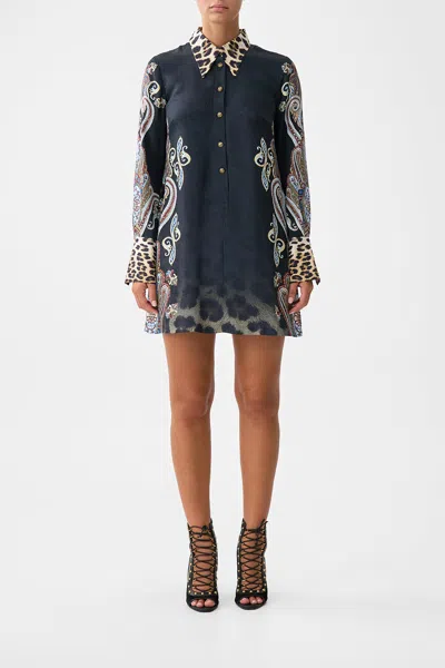 Camilla Mini Shirt Dress Istanbul Animalia In Blue