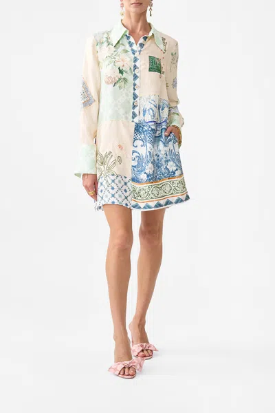 Camilla Mini Shirt Dress Jardim Party In Multi