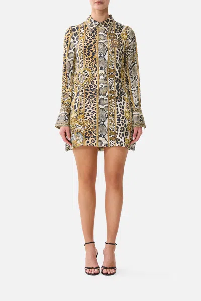 Camilla Mini Shirt Dress Leopard Libertine In Animal Print