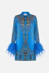Camilla Mini Shirt Dress With Feather Cuff Archival Revival