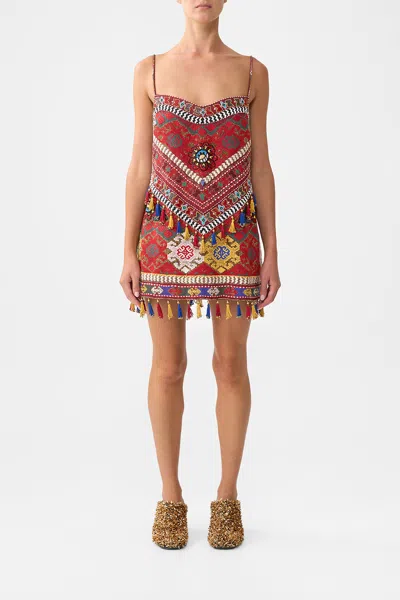 Camilla Minimal Shift Dress Patchwork Alchemy In Red