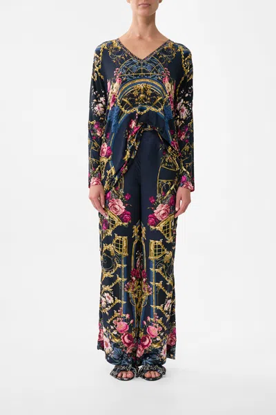 Camilla Minimal Wide Leg Pant Ornate On A Plate In Blue