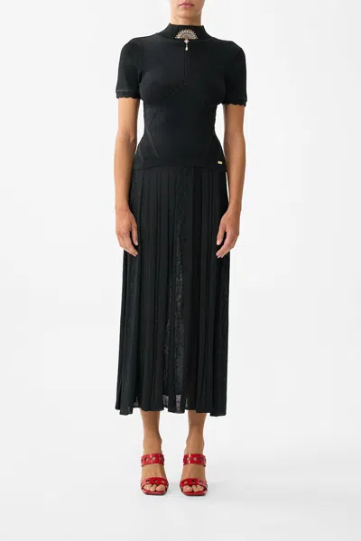 Camilla Mock Neck Knit Top Flamenco Folklore In Multi