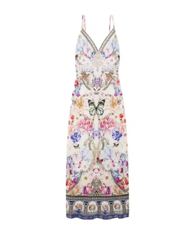Camilla Monserate Magic Crystal-embellished Floral-print Linen Maxi Dress In Multi