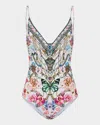 Camilla Wired V Neck One Piece Swimsuit In Monserrate Magic In Monserrate Magic