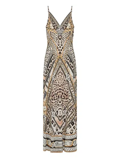 Camilla Mosaic Muse V-neck Maxi Dress In Neutral