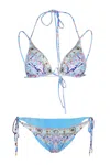 Camilla Multi Strap Tie Tri Bikini With Ring Trims Footsteps In Folklore In Blue