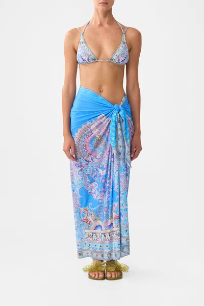 Camilla Multi Wear Long Sarong Footsteps In Folklore In Blue