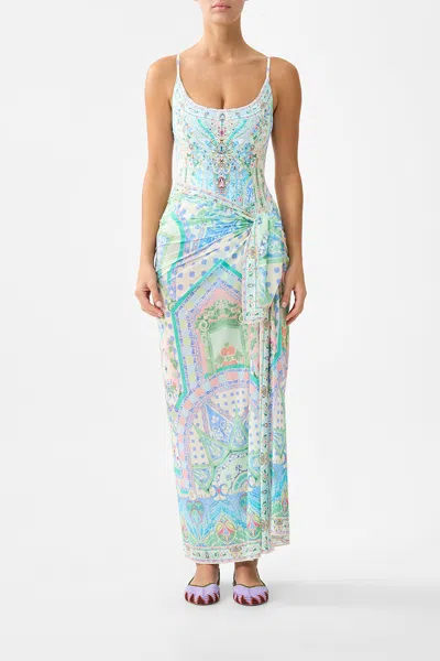 Camilla Multi Wear Long Sarong Midsummer Mosaics In Blue