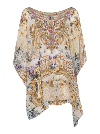 Camilla Mixed Animal-print Silk Tiered Mini Shirtdress In Multicolour