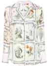 Camilla Botanical-print Silk Shirt In White