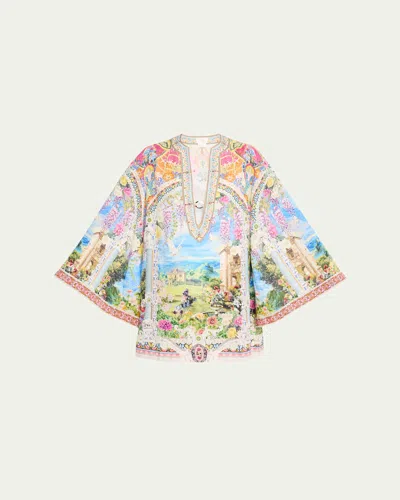 Camilla Navas Nouveau Deep V-neck Short Kaftan In Multi