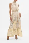 Camilla Necktie Dress With Elasticated Waist Adorned In Antiquity
