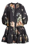 Camilla Noble Endeavors Puff Sleeve Linen Shirtdress In Black