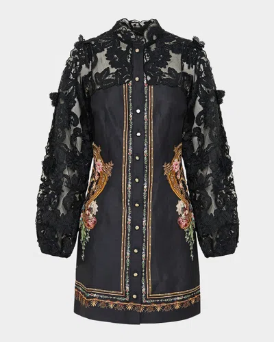 Camilla Noble Endeavours Lace Sleeve Mini Dress In Black