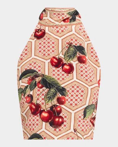 Camilla Notes From The Road Halter Tie-back Top In Multi