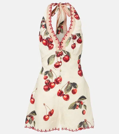 Camilla Notes From The Road Printed Linen Romper In Multi