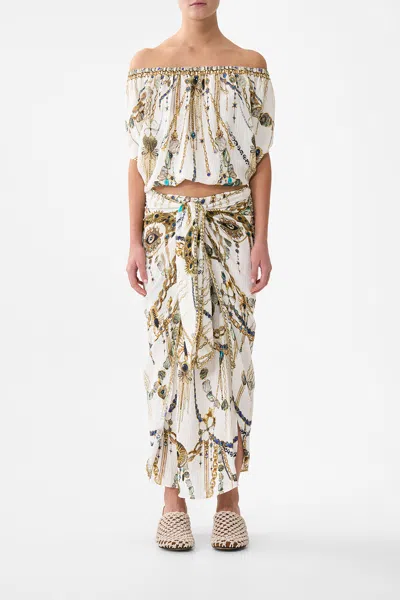 Camilla Off Shoulder Elastic Top Chain Gang In Multi