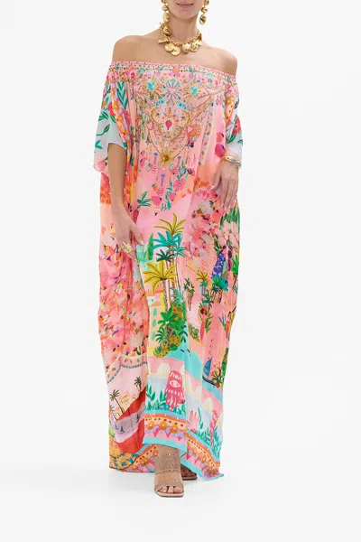 Camilla Off Shoulder Kaftan Sister Sunset In Pink