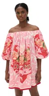 Camilla Off-the-shoulder Crystal-embellished Printed Organic Cotton-poplin Mini Dress