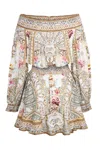 Camilla Off Shoulder Short Dress Ottoman Dynasty In Neutral
