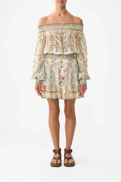 Camilla Off Shoulder Short Dress Ottoman Dynasty In Green