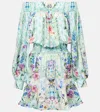 Camilla Off The Shoulder Short Dress In Sunrise In Sintra In Multicoloured