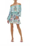 Camilla Off The Shoulder Short Dress In Sunrise In Sintra In Green