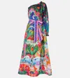 Camilla One Shoulder Dress With Blouson Sleeve Midnight Muses In Multicoloured