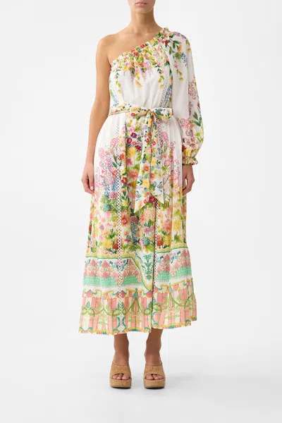 Camilla One Shoulder Dress With Blouson Sleeve The Call Of Catalonia In Multi