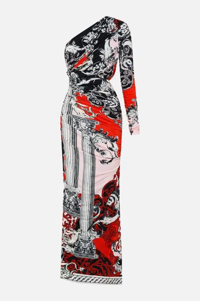 Camilla One Shoulder Jersey Cut Out Dress Mark Of Medusa In Multi