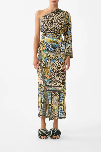 Camilla One Shoulder Jersey Dress Sevillian Style In Green