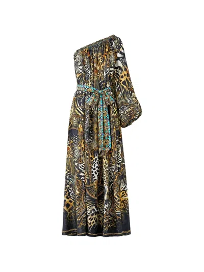 Camilla One-shoulder Midi Dress In Multi