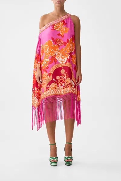 Camilla One Shoulder Short Kaftan Tiles Of Türkiye In Pink