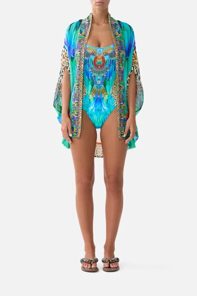 Camilla Open Front Cardi Cape Jungle Flight In Multi