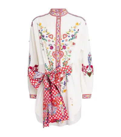 Camilla Organic Cotton Printed Shirt In White