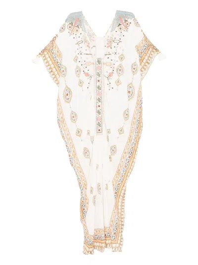 Camilla Ottoman Dynasty Kaftan Dress In Neutral