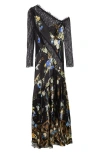 Camilla Ottoman Elegance Splice Long Sleeve Maxi Dress In Multi