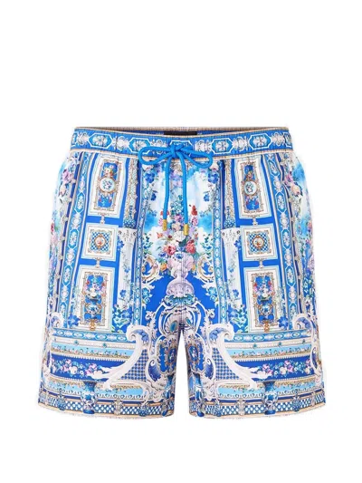 Camilla Ottoman Opulence Graphic-print Board Shorts In Blue