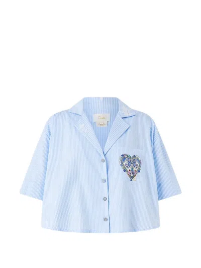 Camilla Ottoman Opulence Short-sleeves Shirt In Blue
