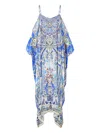 Camilla Ottoman Opulence Silk Maxi Dress In Blue