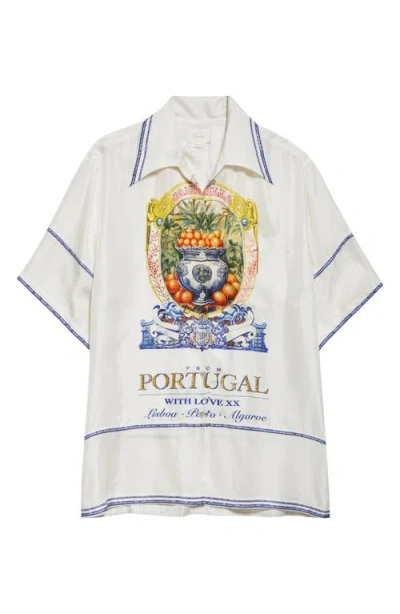 Camilla Oversize Silk Camp Shirt In Song Of Saint Anthony