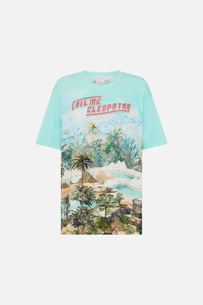 Camilla Oversized Band Tee - Multi Views Of The Valley In Blue