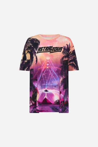 Camilla Oversized Band Tee - Purple/multi Luxorland Lady