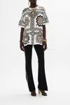 Camilla Oversized Band Tee - White/multi Tile Style