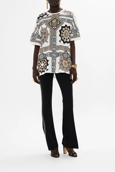 Camilla Oversized Band Tee - White/multi Tile Style In Neutral