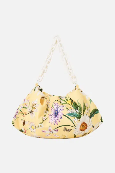 Camilla Oversized Clutch With Chain Daisy Chains In Yellow