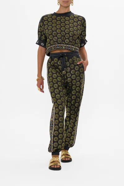Camilla Oversized Cropped Tee With Silk Details Defy Gravity In Black