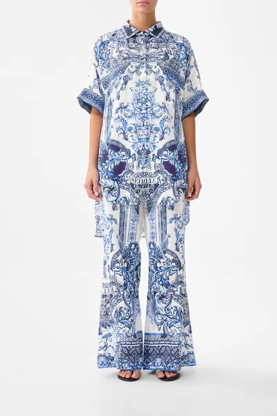 Camilla Oversized Pocket Tunic A Tiled Wonderland In White