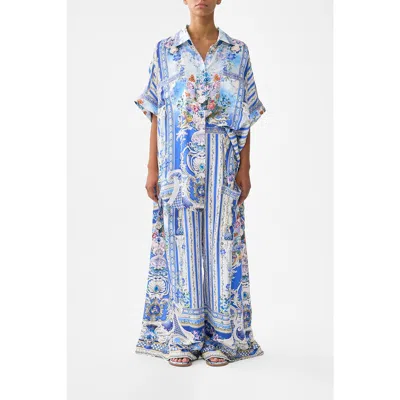 Camilla Oversized Pocket Tunic In Blue